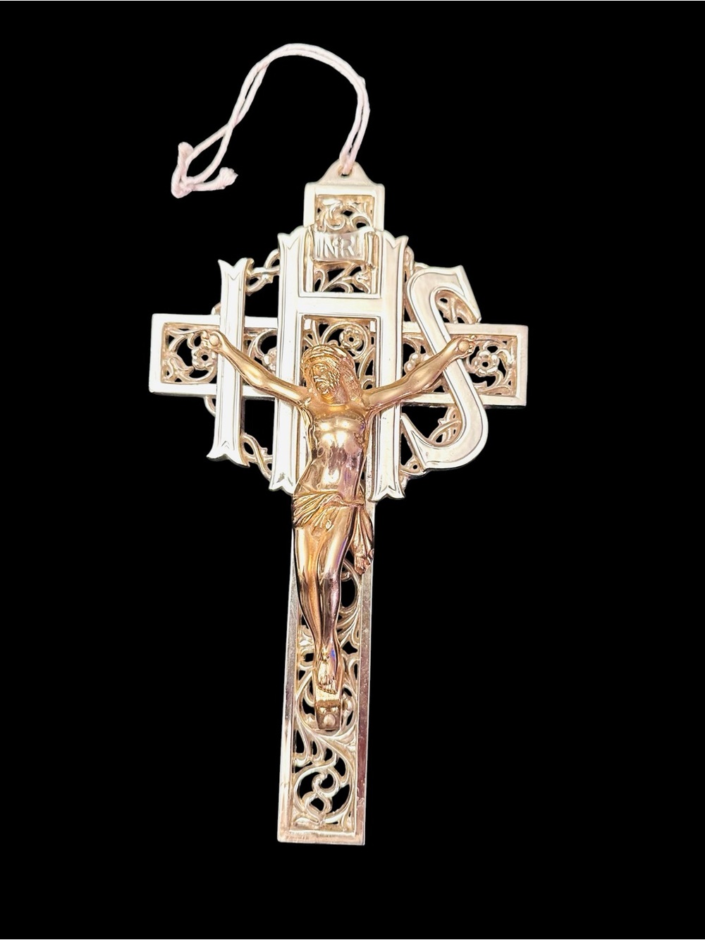 Ornate Gold-Tone INRI Crucifix  Large/Heavy Vintage